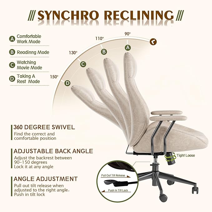 High Back Office Chair,Modern Swivel Office Chair,Brown Suede Fabric Gaming Chair,Height Adjustable Home Office Desk Chair with Lumbar Support