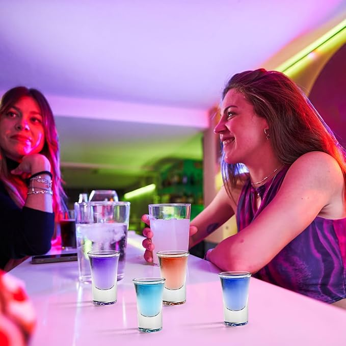 Tebery 30 Pack Shot Glass Bulk Heavy Base, 1.2 Oz Tequila Glass Set with 2 Bottle Pourer, Clear Small Whiskey Shot Glass Cups for Vodka, Liquors, Cocktail, Espressos, Bar