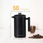 Load image into Gallery viewer, Utopia Kitchen Stainless Steel French Press Coffee Maker 50 Oz, French Press Tea Maker, Cold Brew Portable Travel Coffee Presses, Tea Press Gifts Black