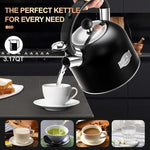 Load image into Gallery viewer, SUSTEAS Tea Kettle - 3.17QT Whistling Kettle with Ergonomic Handle - Premium Stainless Steel Tea Pots for Stove Top, Chic Vintage Teapot with Composite Base, Work for All Stovetops (Black)