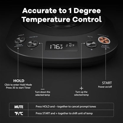 Mecity Electric Kettle Gooseneck Pour Over Kettle ±1℉ Temperature Control Quick Heating Water Boiler for Coffee & Tea & Formula Auto Shut Off Tea Kettle 1200 Watt, 0.8L, Matt Black, Barista Edition