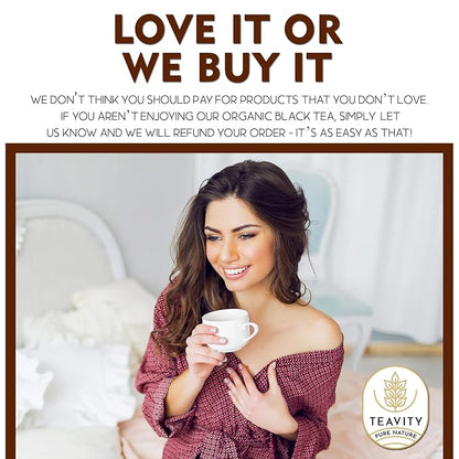 Teavity Organic Black Tea Pods - 12 Unsweetened Tea Pods for Keurig Kcup Brewers - Naturally Caffeinated, Hand-Picked from Sri Lanka, Sturdy Packaging, American Owned