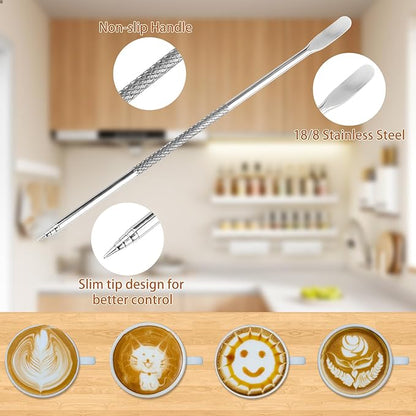 2 Pack Stainless Steel Milk Frothing Pitcher, 12 Oz/350ml, with Latte Art Pen