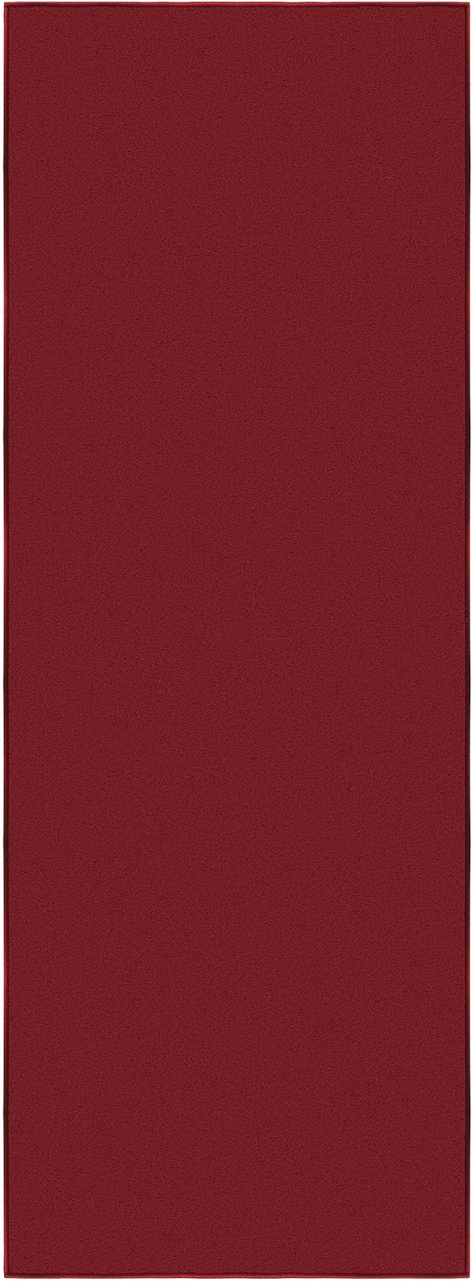 Ottomanson Hallway Runner Rug 2'2" x 6' Non Slip Solid Area Rugs Easy to Clean Laundry Rug Runner Durable & Pet Friendly Floor Carpet Runners for Hallways Entryway Living Room Kitchen, Red