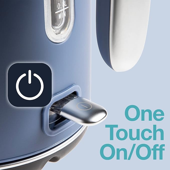 Rae Dunn Electric Hot Water Kettle - Stainless Steel Coffee Maker, Tea Kettle, Swivel Base, With Automatic Shut Off Boil-Dry Protection, Easy Pour Pitcher, 1500 Watt Boiling Power, 1.7 Liters, Navy