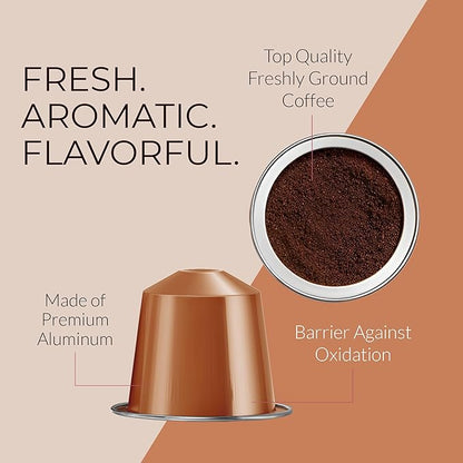 Camilla’s Heritage - Intensity 8 Hazelnut Flavored Espresso Coffee, Gourmet Espresso Cups, 60 Coffee Pods