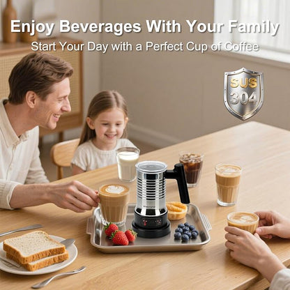 Milk Frother and Steamer, 4 in 1 Milk Frother Electric with LED Temp Display, Warm and Cold Automatic Foam Maker Stainless Steel with Touch Screen for Coffee, Latte, Cappuccino, Hot Chocolate