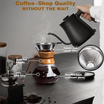Load image into Gallery viewer, Pour Over Coffee Maker with Reusable Stainless Steel Drip Filter, Lead-Free Borosilicate Glass Coffee Carafe with Modern Wooden Collar for 1-2Cup, Diamond Clear (400ml/13.5oz)