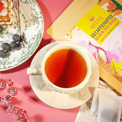 WT WEETEE Decaf Black Tea Bags, 100 Count CO2-Decaffeinated Black Tea, Smooth & Mild Taste | Drink All Day | Resealable Kraft Bag