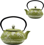 Load image into Gallery viewer, Cast Iron Teapot Tea Kettle with Stainless Steel Infuser for Stovetop Safe Coated with Enameled Interior Japanese Tetsubin with Maple Leaves Pattern(30.4oz/900ml) (Color-2)