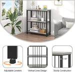 Load image into Gallery viewer, FOLUBAN 3 Tier Bookshelf, Short Bookcase for Small Space, Modern Wooden and Metal Book Shelf for Living Room Bedroom Office (Light Grey Oak)