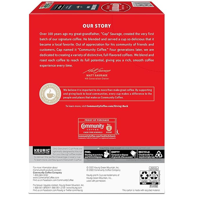 Community Coffee Signature Blend 24 Count Coffee Pods, Dark Roast, Compatible with Keurig 2.0 K-Cup Brewers, 24 Count (Pack of 1)