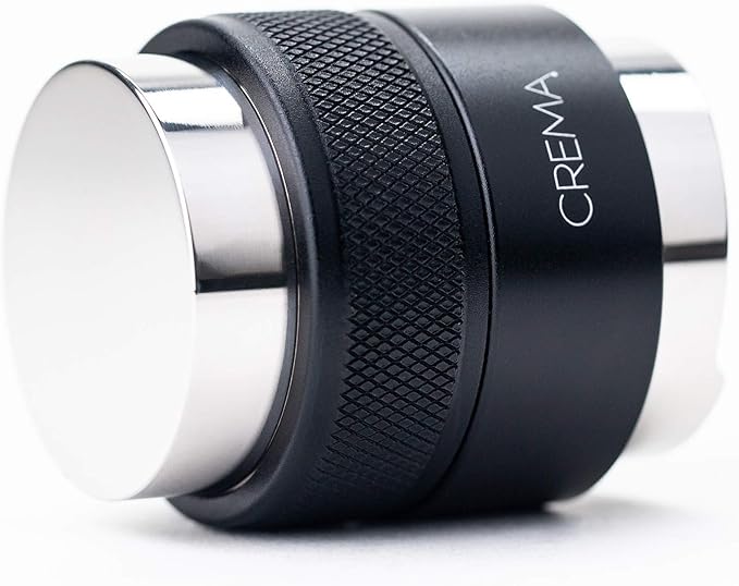 Crema Coffee Products 39.25mm Hand Tamper & Coffee Distributor V2 | Compatible with Breville Portafilters | Double-Sided, Adjustable Depth Tool | Made with Durable 304 Stainless Steel | Black