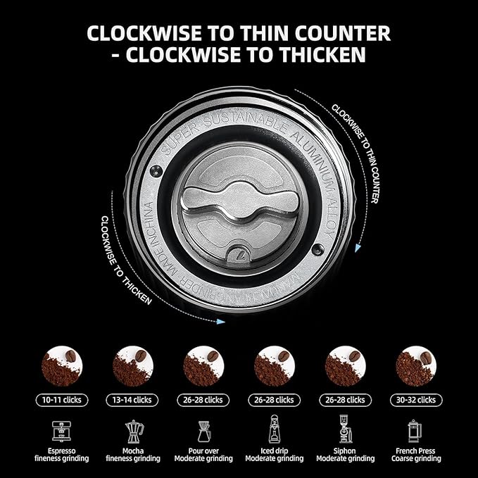 Z3 /Z3pro Coffee Bean Grinder, Hand Grinder with 6-Core CNC Stainless Steel Conical Burr,Double Bearing Positioning for Espresso,Pour Over,FrenchPress,Moka,Americano (Silver, Z3PRO)