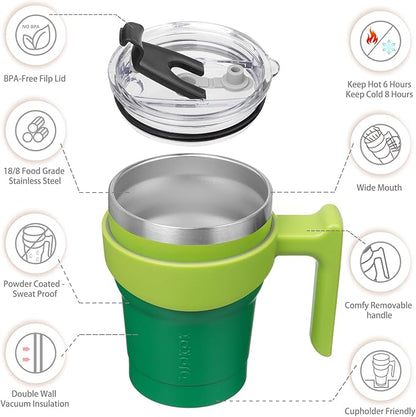 BJPKPK 10 oz Tumbler With Handle And Straw Lid Stainless Steel Travel Mugs Insulated Tumbler Cups,Bamboo Grove