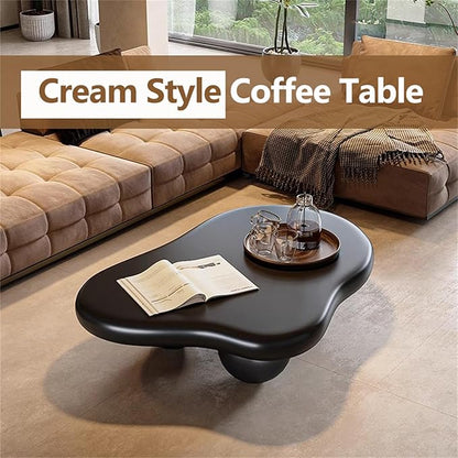 Cloud Coffee Table Modern Cute Coffee Tables Irregular Simple Tea/Center Table for Small Space End Table for Living Room, Home Office, Indoor (Irregular Shape Black 39.4" Wx27 Dx11.4 H)