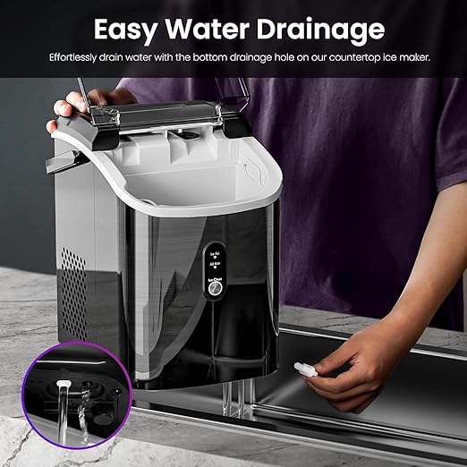 Kismile Nugget Ice Makers Countertop, Portable Sonic Ice Machine with Chewable Ice, 35Lbs/24H, Pebble Ice Maker with Self-Cleaning/One-Click Operation, Crushed Ice Maker for Home(Black)