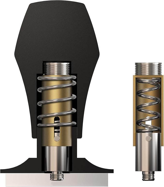 Normcore V4 Coffee Tamper 53.3mm - Spring-loaded Tamper – Barista Espresso Tamper with 15lb / 25lb / 30lbs Replacement Springs - Anodized Aluminum Handle and Stand - Flat Base