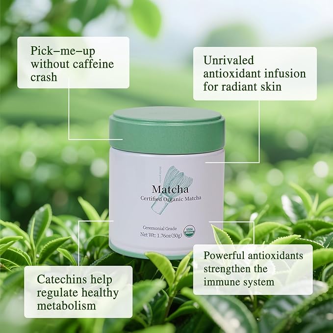 MatchAdmire Ceremonial Grade Zero-Burden Matcha Powder, Premium First Harvest USDA Certified Organic Green Tea Powder, Rich Flavor,100% Vegan with No Fillers,Radiation-Free Matcha(1.76oz/50g)