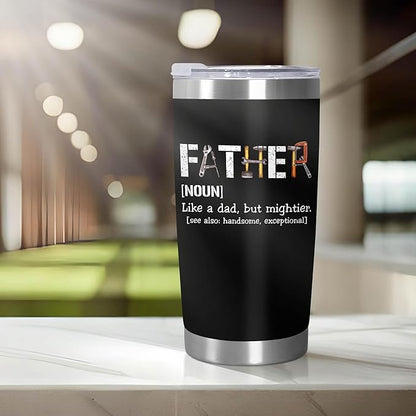 TEEZWONDER Gifts for Dad from Daughter Son - Stainless Steel Insulated Coffee Tumbler with Lid 20 oz - Funny Dad Birthday Gifts from Kids, Mens Birthday Gift Ideas