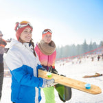 Load image into Gallery viewer, 4 Person shot ski Board 57'' x 3.9'' Vintage Wooden Board with 50 Plastic Shot Glasses and 1 Marker Pen Rustic Retro Ski for Gathering Birthday Party Wedding(Natural Color)