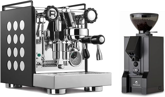 Rocket Espresso Appartamento Nera Espresso Machine and Eureka Mignon Notte Grinder Bundle (White)