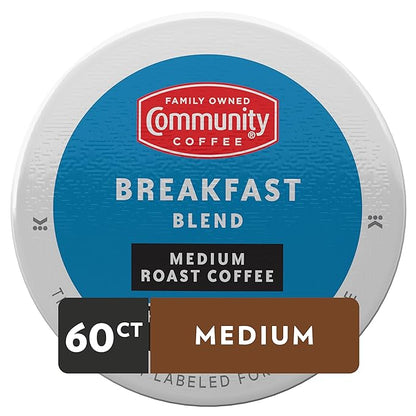 Community Coffee Breakfast Blend 60 Count Coffee Pods, Medium Roast, Compatible with Keurig 2.0 K-Cup Brewers, Box of 60 Pods