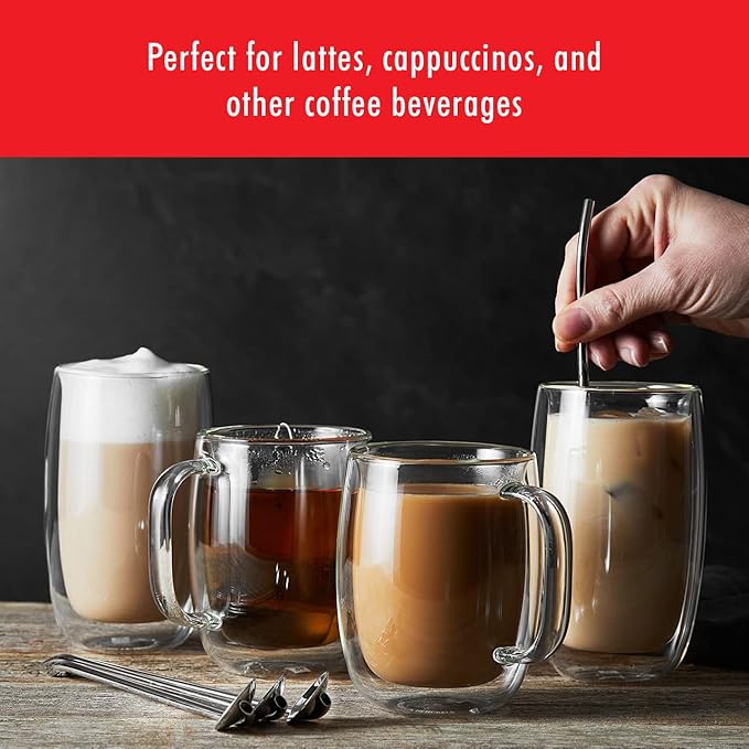 ZWILLING Sorrento Plus 8-pc Double-Wall Glass Coffee Mug Set