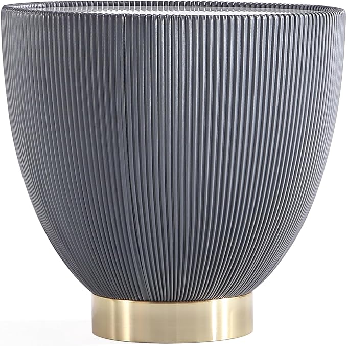 Manhattan Comfort Modern Anderson Coffee Table, 1.0 & 2.0 End Table, Upholstered in Cream and Grey Leatherette with Ceramic Faux Tabletop and Gold Metal Tabletop- Set of 3