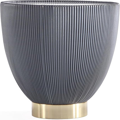 Manhattan Comfort Modern Anderson Coffee Table, 1.0 & 2.0 End Table, Upholstered in Cream and Grey Leatherette with Ceramic Faux Tabletop and Gold Metal Tabletop- Set of 3