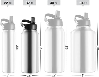 Stainless Steel Insulated Water Bottle and Travel Mug for Hot and Cold Beverages, Wide Mouth, Double Wall Insulated Hydration Sports Water Bottle for Hiking, Biking, Outdoor, 32 OZ BPA Free