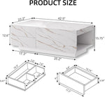 Load image into Gallery viewer, LED Coffee Table, 43" UV High Gloss Modern Center Table with 2 Drawers &amp; Hidden Storage Compartment &amp; Open Compartments, Extendable Modern Cocktail for Living Room,Home (Marble White)