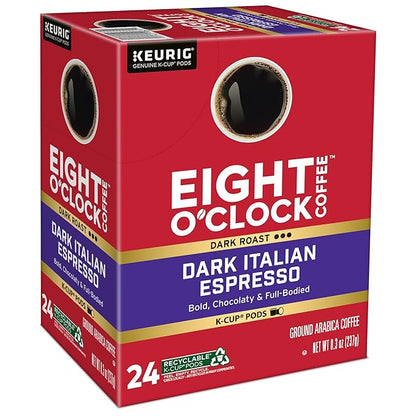 Eight O'Clock Coffee Dark Italian Espresso Roast Keurig Single-Serve K-Cup Pods, Dark Roast Coffee, 96 Count