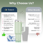 Load image into Gallery viewer, 40 oz Tumbler With Handle and Straw Made of Stainless Steel - Double Wall Vacuum Insulated Tumbler With Lid - Sweat Proof Easy Grip, BPA-Free, Dishwasher Safe Tumbler (Sea Sage)