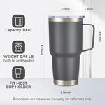 Load image into Gallery viewer, 30 oz Tumbler with Handle and Lid, Stainless Steel Tumblers Bulk Double Wall Vacuum Insulated Travel Mug Leak Proof Cup Keep Drinks Cold and Hot Grey, 4 Pack