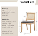 Load image into Gallery viewer, Vintage French Country Dining Chairs Set of 2, Rattan Dining Chairs with a Low Square Back, Grey Upholstered Dining Chair, Sillas para Comedor, Kitchen &amp; Dining Room Chair (Gray, Rattan, 2Pcs)