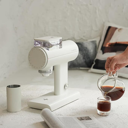 TIMEMORE Sculptor 078S Flat Burr Coffee Bean Grinder, Electric Espresso Grinder with Stepless Coarseness Adjustment, Suitable for Espresso, Pour over, French Press, Cold Brew - White