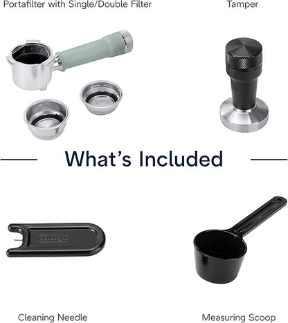 De'Longhi Dedica Duo Compact Espresso Machine - Cold Brew Coffee Maker with Milk Frother Wand- for Espresso, Hot & Iced Coffee, Cappuccinos, Lattes & Home Barista Brewing, Pistachio Green