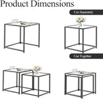 Load image into Gallery viewer, VILAWLENCE Coffee Table Set of 2, Modern Black Patterned Glass Side Table, Metal Frame Square End Table, Center Tables Nesting Coffee Table for Living Room,Bedroom and Small Spaces