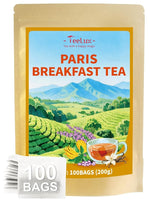 Load image into Gallery viewer, TeeLux Paris Breakfast Tea Bags, Blend Black Tea with Natural Vanilla &amp; Bergamot Flavor, Robust &amp; Smooth Taste, 100 Count