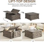Load image into Gallery viewer, Coffee Table with Storage, 31.5" W Farmhouse Lift Top Wood Square Center Table with Charging Station, Rustic Cocktail Tables with Flip Top Lids for Living Room, Home Office, Grey