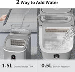 Load image into Gallery viewer, Countertop Ice Cube Maker Machine with External Water Tank,16Pcs/5Mins,34Lbs/Day,2 Ways to Add Water,Portable Compact Small Ice Maker with Self-Cleaning,Perfect for Home/Kitchen/Camping/RV