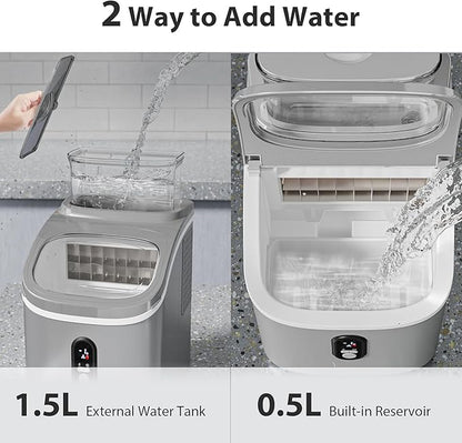 Countertop Ice Cube Maker Machine with External Water Tank,16Pcs/5Mins,34Lbs/Day,2 Ways to Add Water,Portable Compact Small Ice Maker with Self-Cleaning,Perfect for Home/Kitchen/Camping/RV