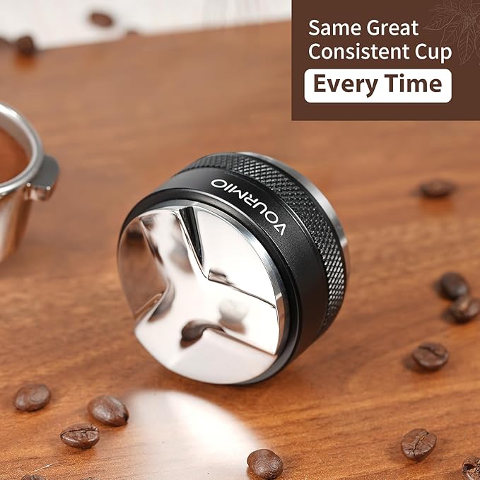 53mm Coffee Distributor and Tamper - Dual Head Coffee Leveler Compatible with Breville 54mm Portafilter, Depth Adjustable Espresso Hand Tampers, Barista Accessories