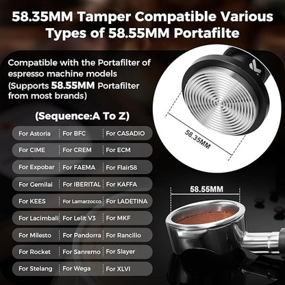 IKAPE 58.35MM V6 Impact Espresso Tamper with Sound Feedback, 15lb/30lb Interchangeable Springs, Espresso High Tamper with Triple-spring System, Fits Over 58mm portafilters