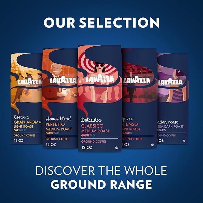 Lavazza Dolcevita Classico Ground Coffee 6 Bags of 12oz, Medium Roast, Rich and Full-bodied, Intensity 3/5, Arabica and Robusta, Ideal for Drip Brewers, (Pack of 6) - Package May Vary