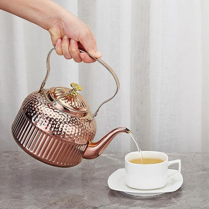 SANQIAHOME Antique 1.5L (50Oz) Stainless Steel Teapot with Infuser copper