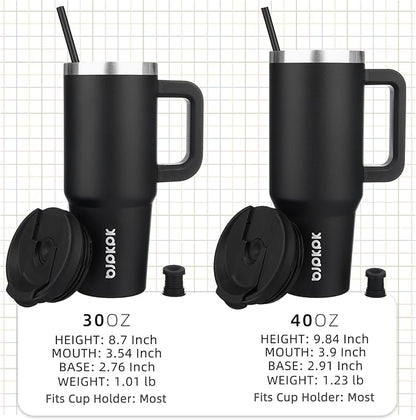 BJPKPK 30oz Stainless Steel Insulated Tumbler With Handle And Lid Straw Travel Coffee Mug Thermal Cup,Black