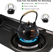 Cast Iron Kettle Teapot, Japanese Style Tetsubin, Cast Iron Tea Kettle with Stainless Steel Infuser for Loose Tea, Internal Enamel Iron Tea Pots for Stovetop Safe(40.2oz/1200ml)