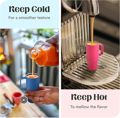 Cute Shot Glasses with Handle 2 oz, Mini Shot Tumbler with Lid and Straw, Kawaii Insulated Tumblers with Chain for Espresso Coffee Spirits Cute Stuff Funny Gifts (6 Pack-B)